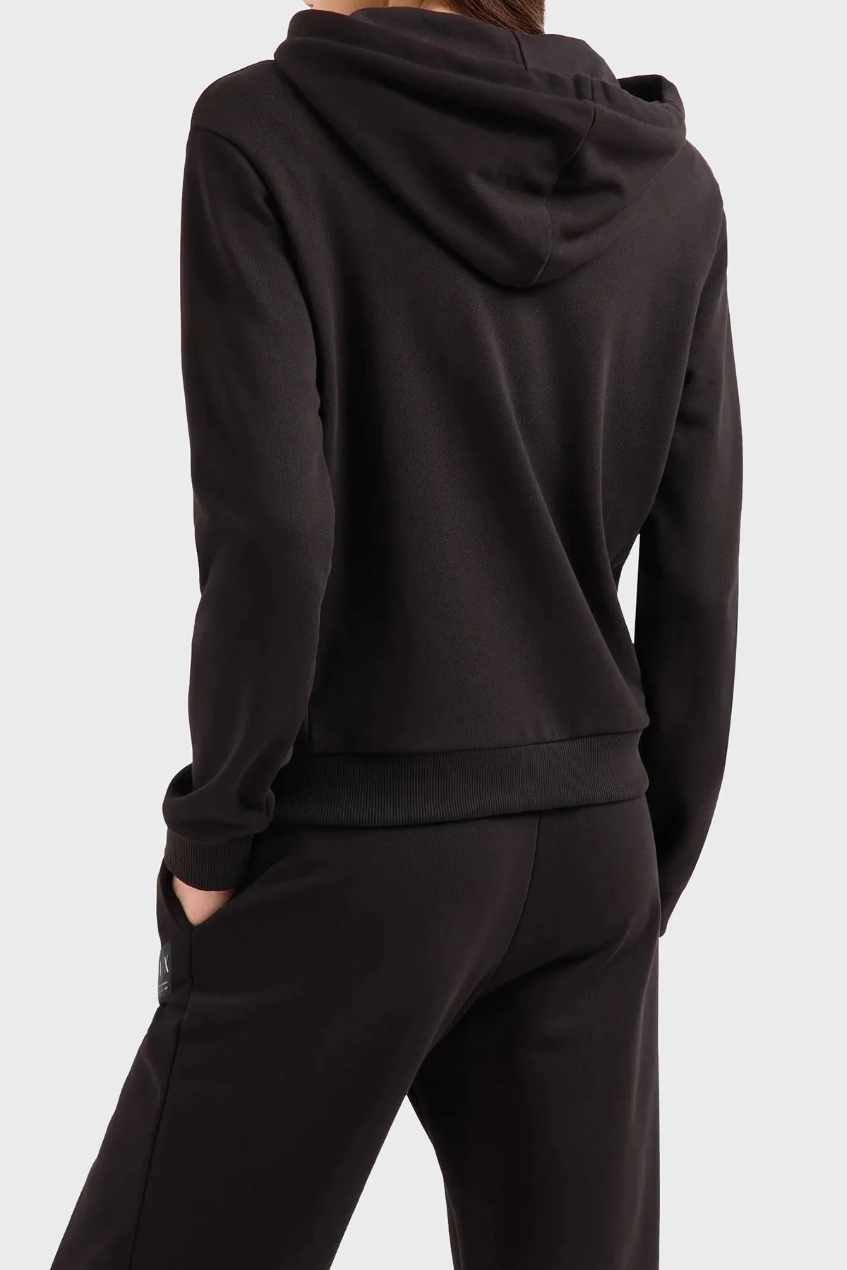 Armani Exchange Pamuklu Regular Fit Kapüşonlu Fermuarlı Bayan Sweat XW000082 AF10172 UC001 SİYAH - 2