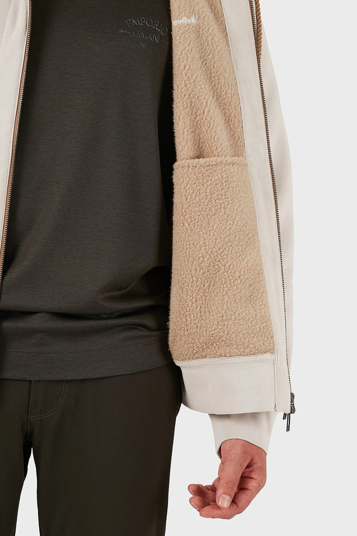 Armani Exchange Pamuklu Regular Fit Kapüşonlu Fermuarlı Erkek Sweat XM001026 AF16279 U1013 EKRU - 7