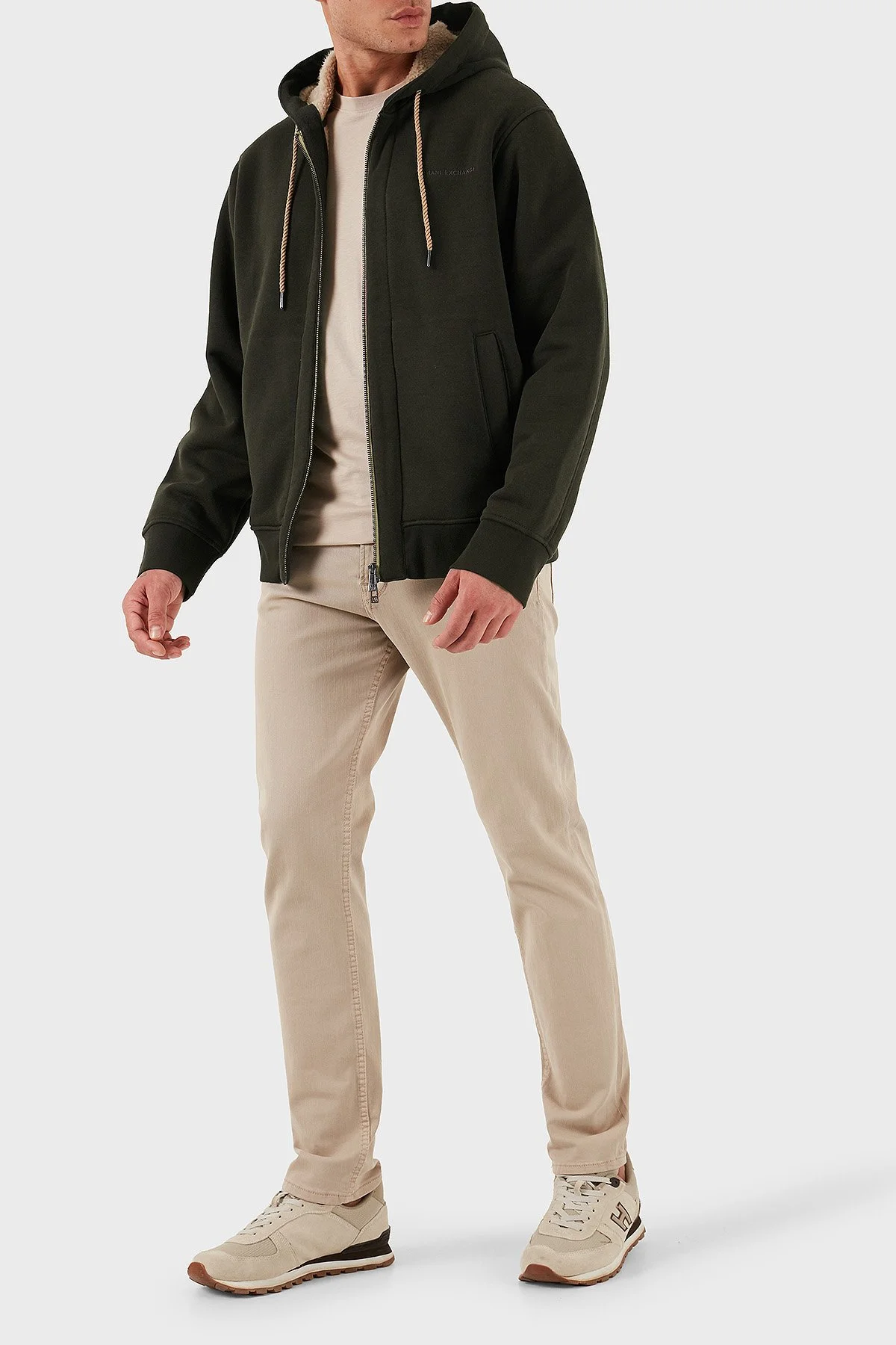 Armani Exchange Pamuklu Regular Fit Kapüşonlu Fermuarlı Erkek Sweat XM001026 AF16279 U8122 KAHVE - 2