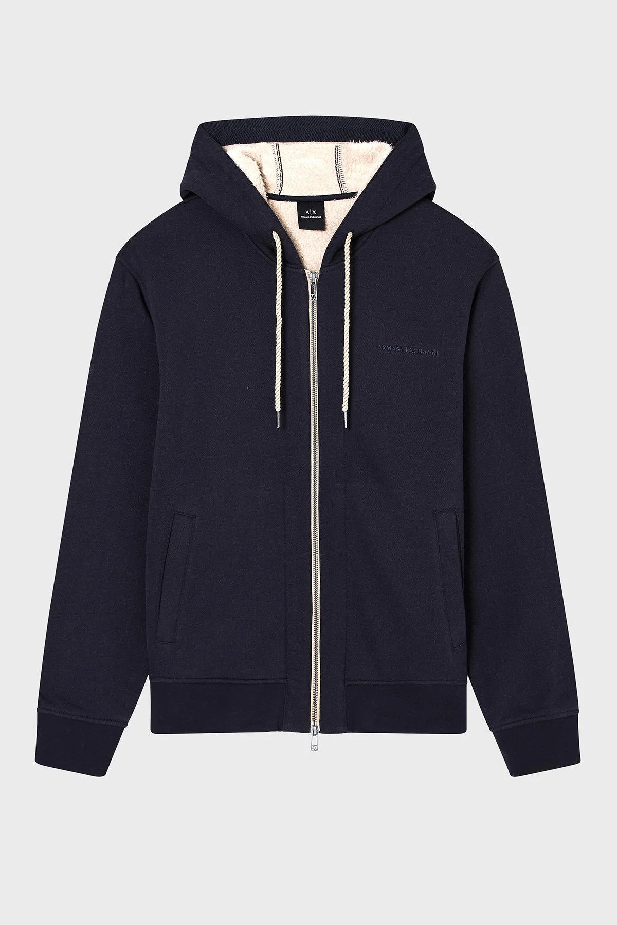 Armani Exchange Pamuklu Regular Fit Kapüşonlu Fermuarlı Erkek Sweat XM001026 AF16279 UB101 LACİVERT - 5