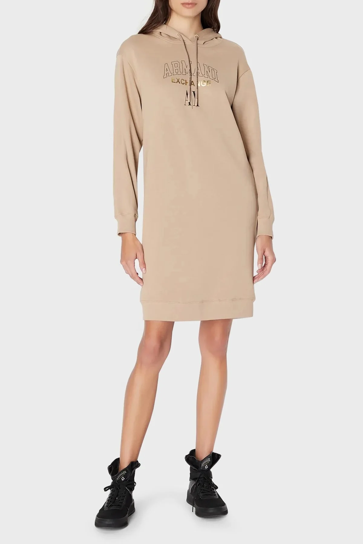 Armani Exchange Pamuklu Regular Fit Kapüşonlu Kışlık Spor Bayan Elbise 6RYA78 YJEBZ 0748 SÜTLÜ KAHVE - 1