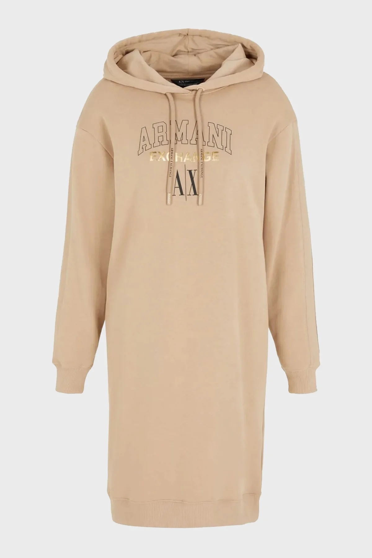 Armani Exchange Pamuklu Regular Fit Kapüşonlu Kışlık Spor Kadın Elbise 6RYA78 YJEBZ 0748 Sütlü kahve - 6