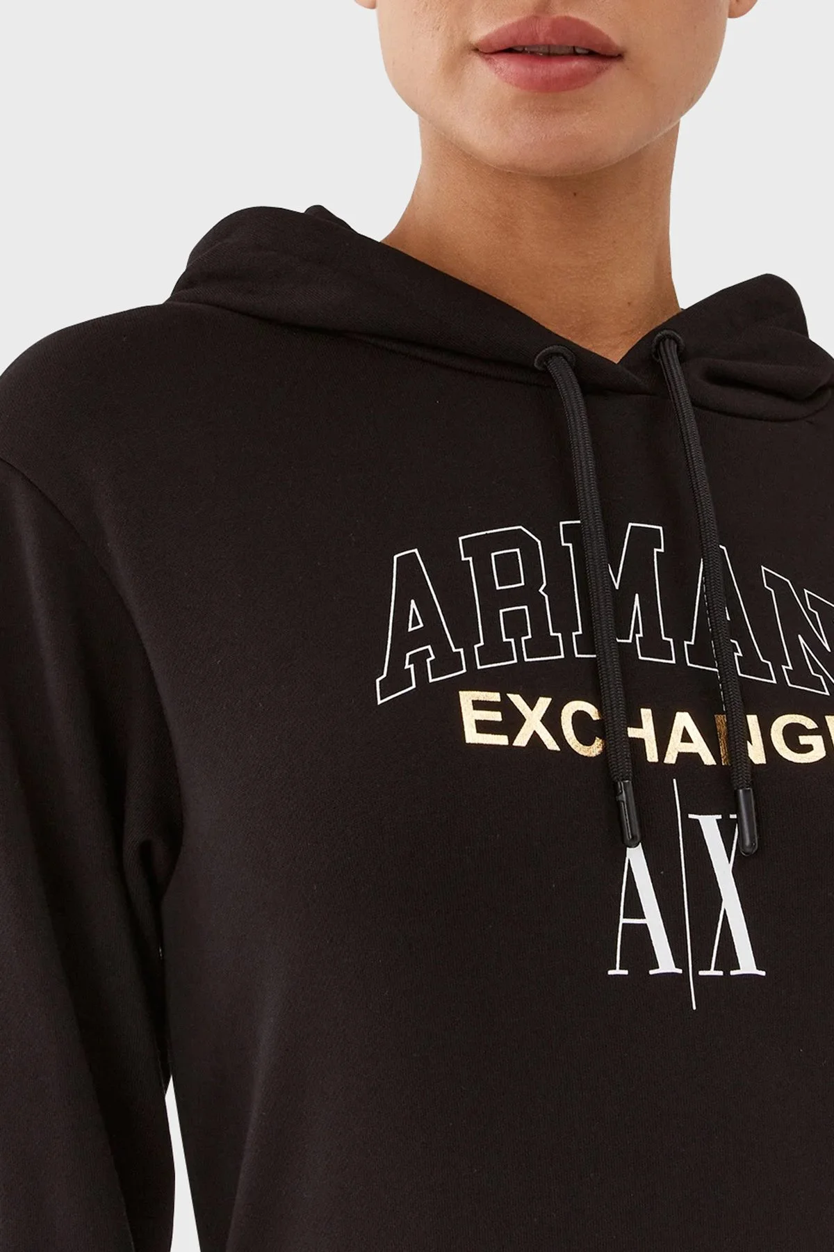 Armani Exchange Pamuklu Regular Fit Kapüşonlu Kışlık Spor Kadın Elbise 6RYA78 YJEBZ 1200 Siyah - 4