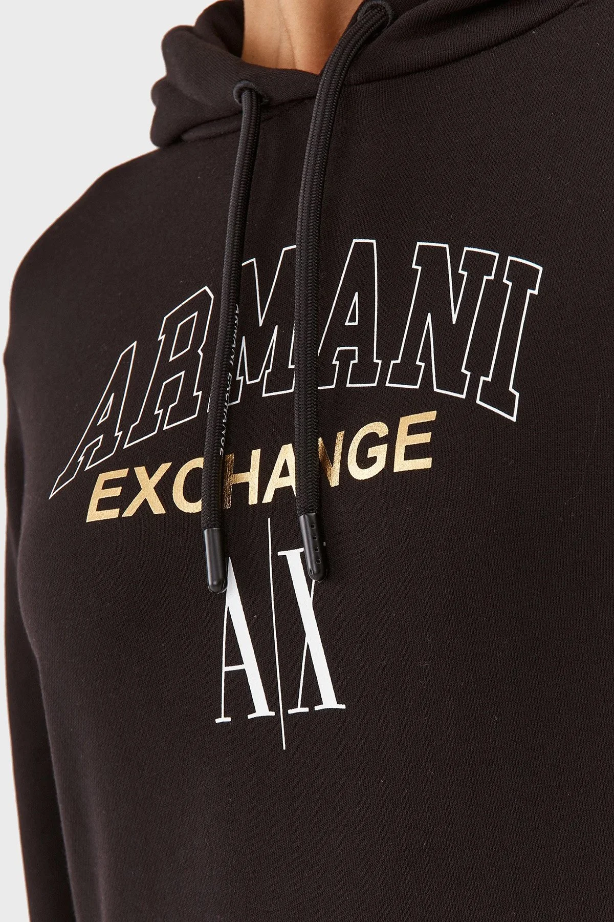 Armani Exchange Pamuklu Regular Fit Kapüşonlu Kışlık Spor Kadın Elbise 6RYA78 YJEBZ 1200 Siyah - 5