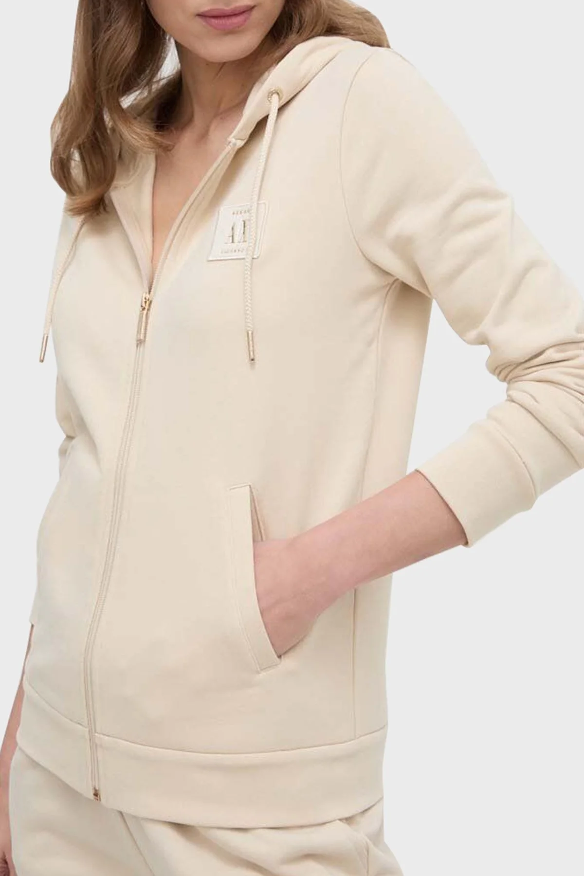Armani Exchange Pamuklu Regular Fit Kapüşonlu Triko Bayan Sweat 8NYM08 YJ68Z 1787 BEJ - 1