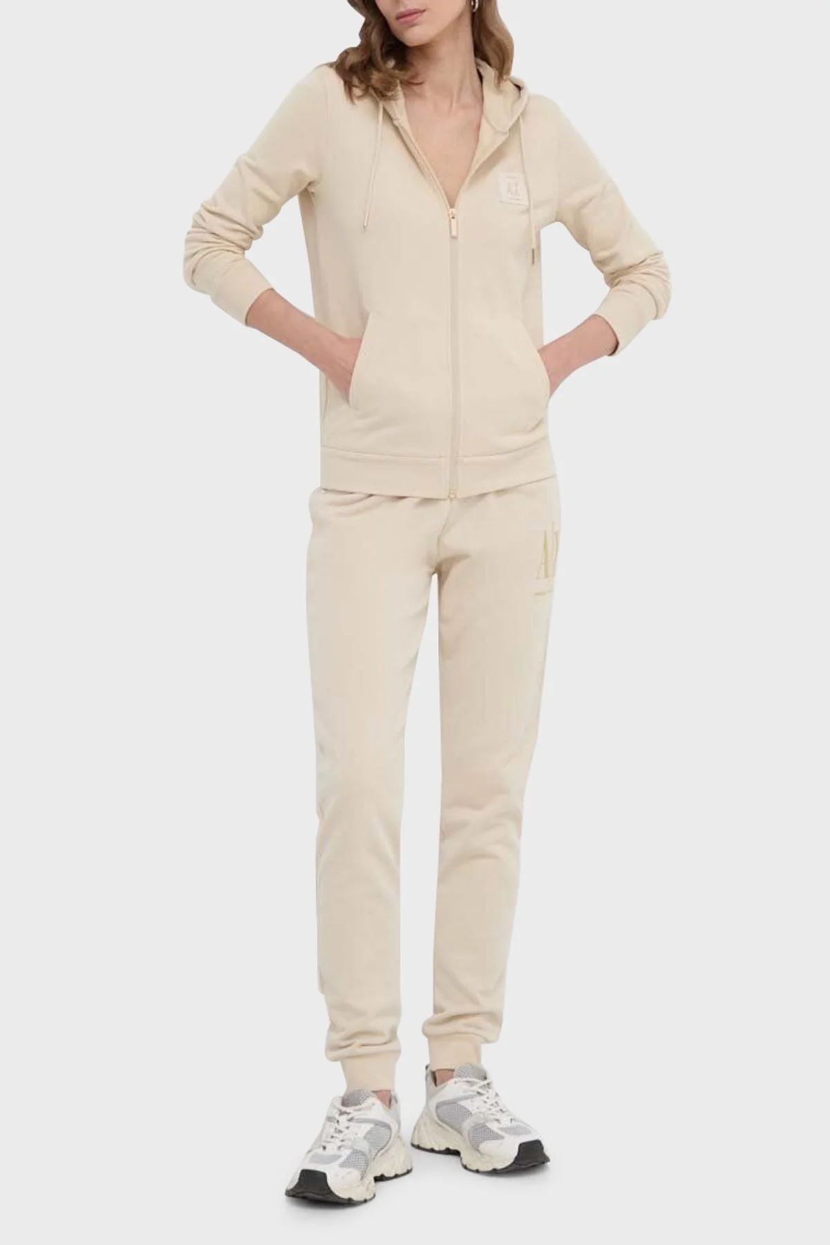 Armani Exchange Pamuklu Regular Fit Kapüşonlu Triko Bayan Sweat 8NYM08 YJ68Z 1787 BEJ - 3