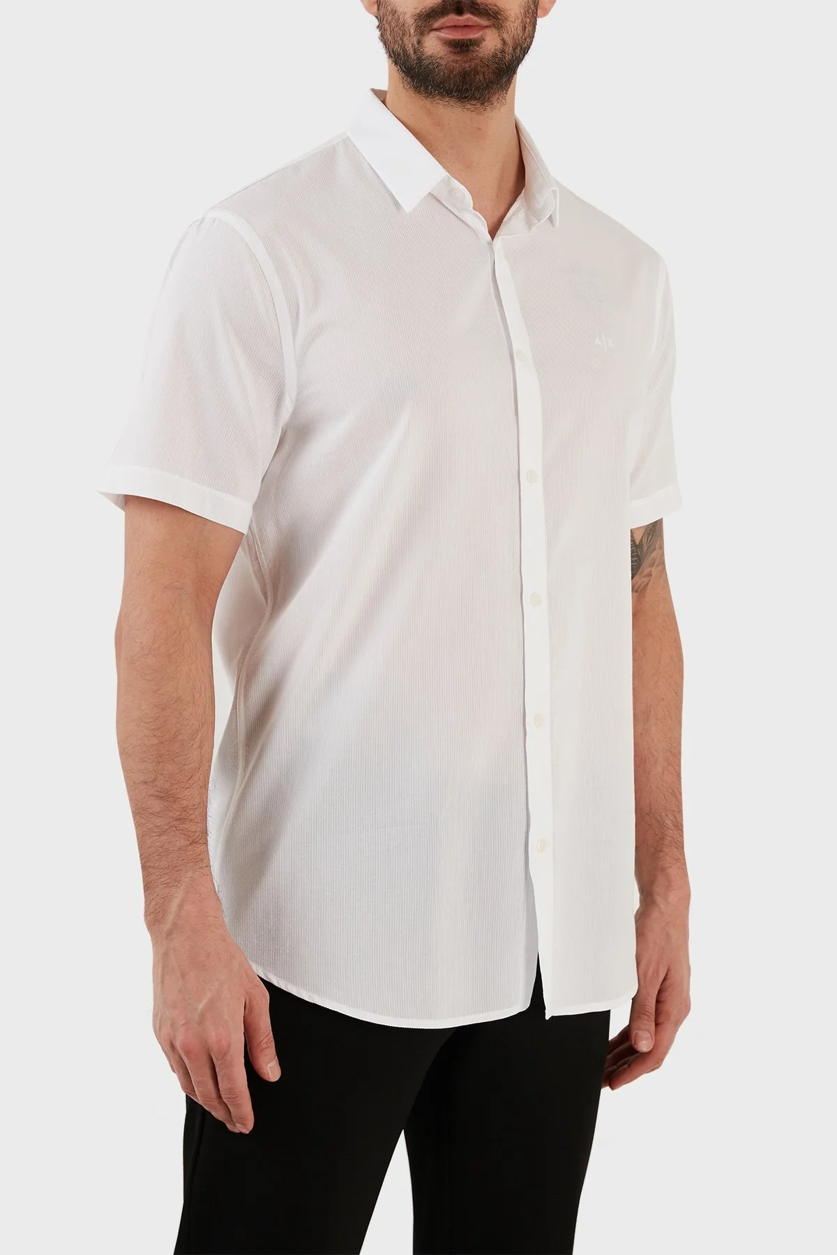 Armani Exchange Pamuklu Regular Fit Kısa Kollu Erkek Gömlek 3RZC07 ZNYMZ 1100 BEYAZ - 3