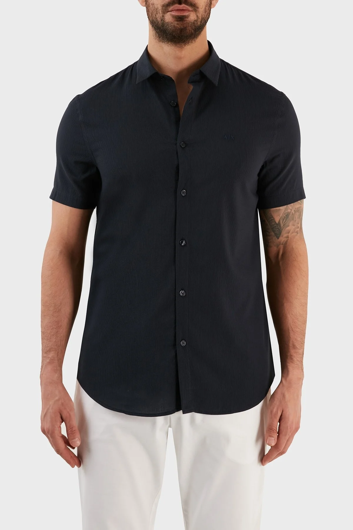 Armani Exchange Pamuklu Regular Fit Kısa Kollu Erkek Gömlek 3RZC07 ZNYMZ 1510 LACİVERT - 1
