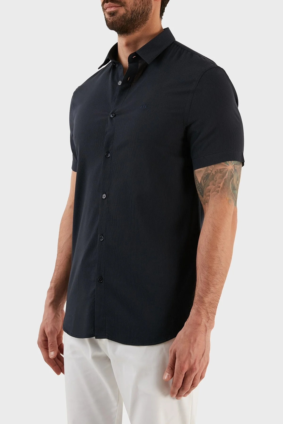 Armani Exchange Pamuklu Regular Fit Kısa Kollu Erkek Gömlek 3RZC07 ZNYMZ 1510 LACİVERT - 2