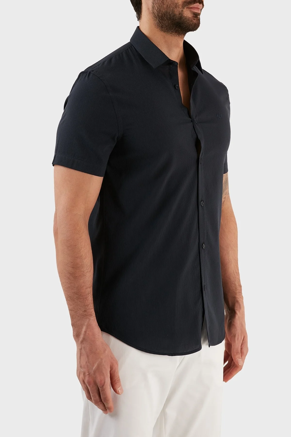 Armani Exchange Pamuklu Regular Fit Kısa Kollu Erkek Gömlek 3RZC07 ZNYMZ 1510 LACİVERT - 3