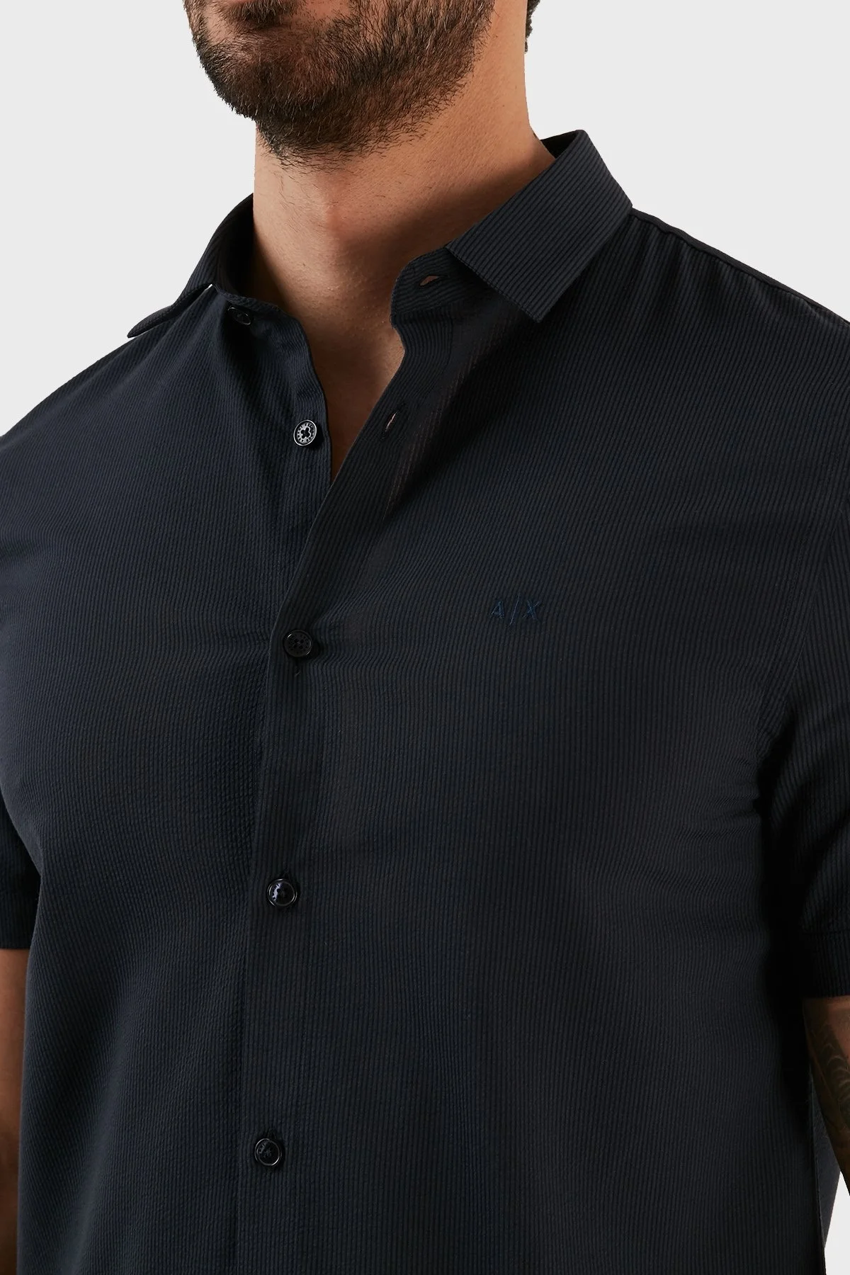 Armani Exchange Pamuklu Regular Fit Kısa Kollu Erkek Gömlek 3RZC07 ZNYMZ 1510 LACİVERT - 4