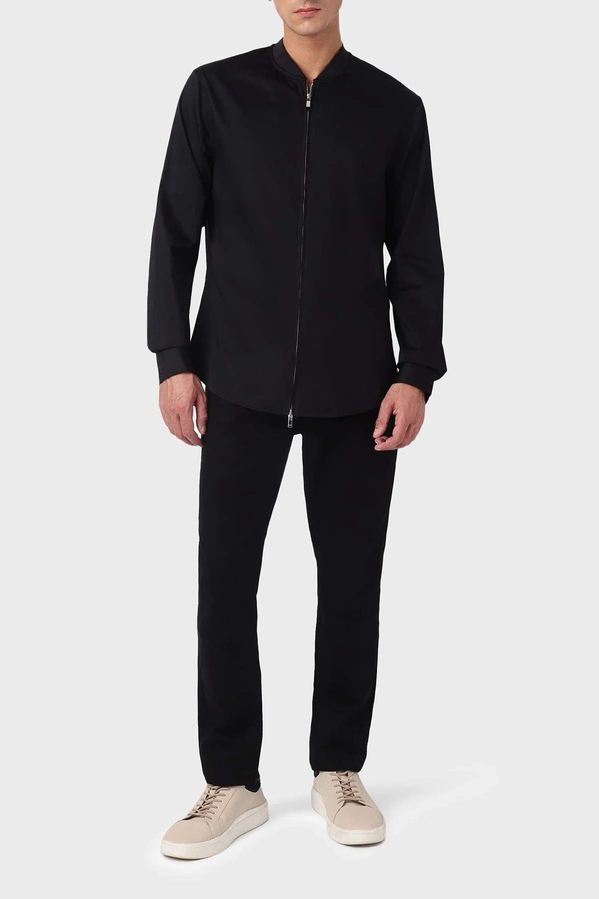 Armani Exchange Streç Pamuklu Regular Fit Kolej Yaka Erkek Gömlek XM000015 AF10192 UC001 SİYAH - 8