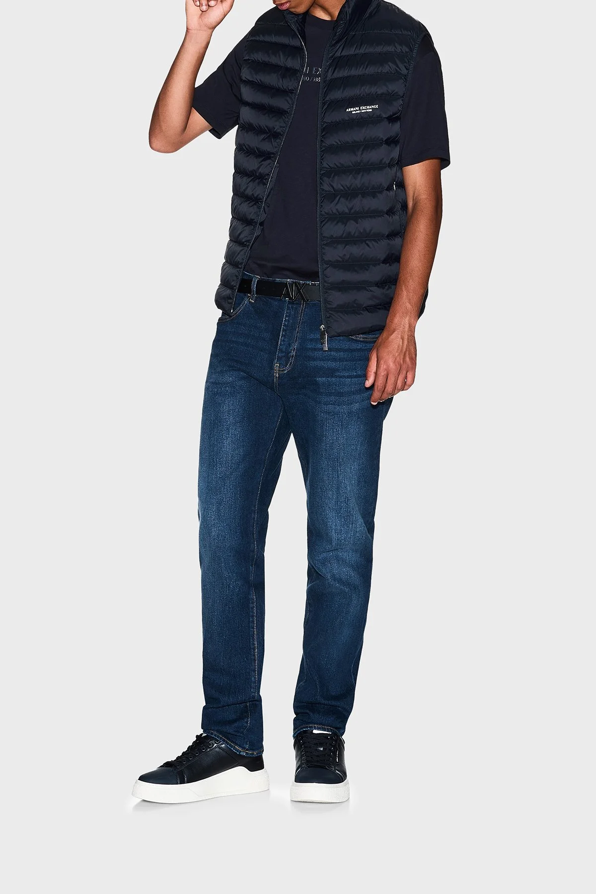 Armani Exchange Pamuklu Regular Fit Logo Baskılı Bisiklet Yaka Erkek T Shirt XM001280 AF10361 UB101 LACİVERT - 2
