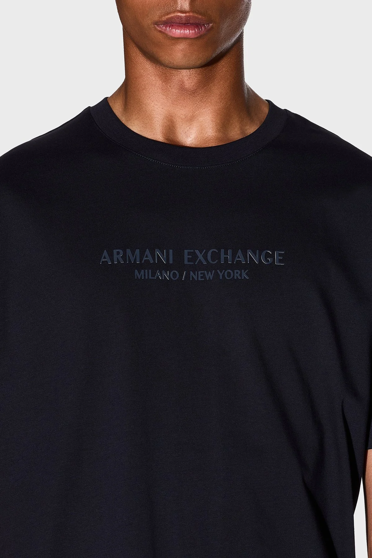 Armani Exchange Pamuklu Regular Fit Logo Baskılı Bisiklet Yaka Erkek T Shirt XM001280 AF10361 UB101 LACİVERT - 4