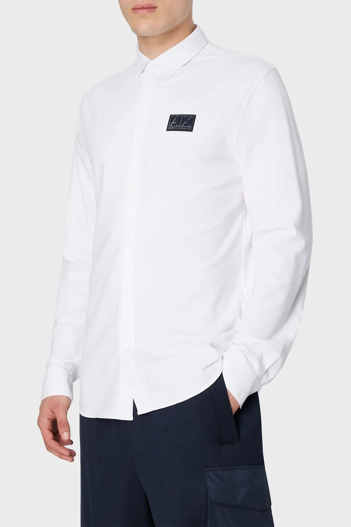 Armani Exchange Pamuklu Regular Fit Logo Detaylı Erkek Gömlek 6RZCHJ ZJYCZ 1100 BEYAZ - 1