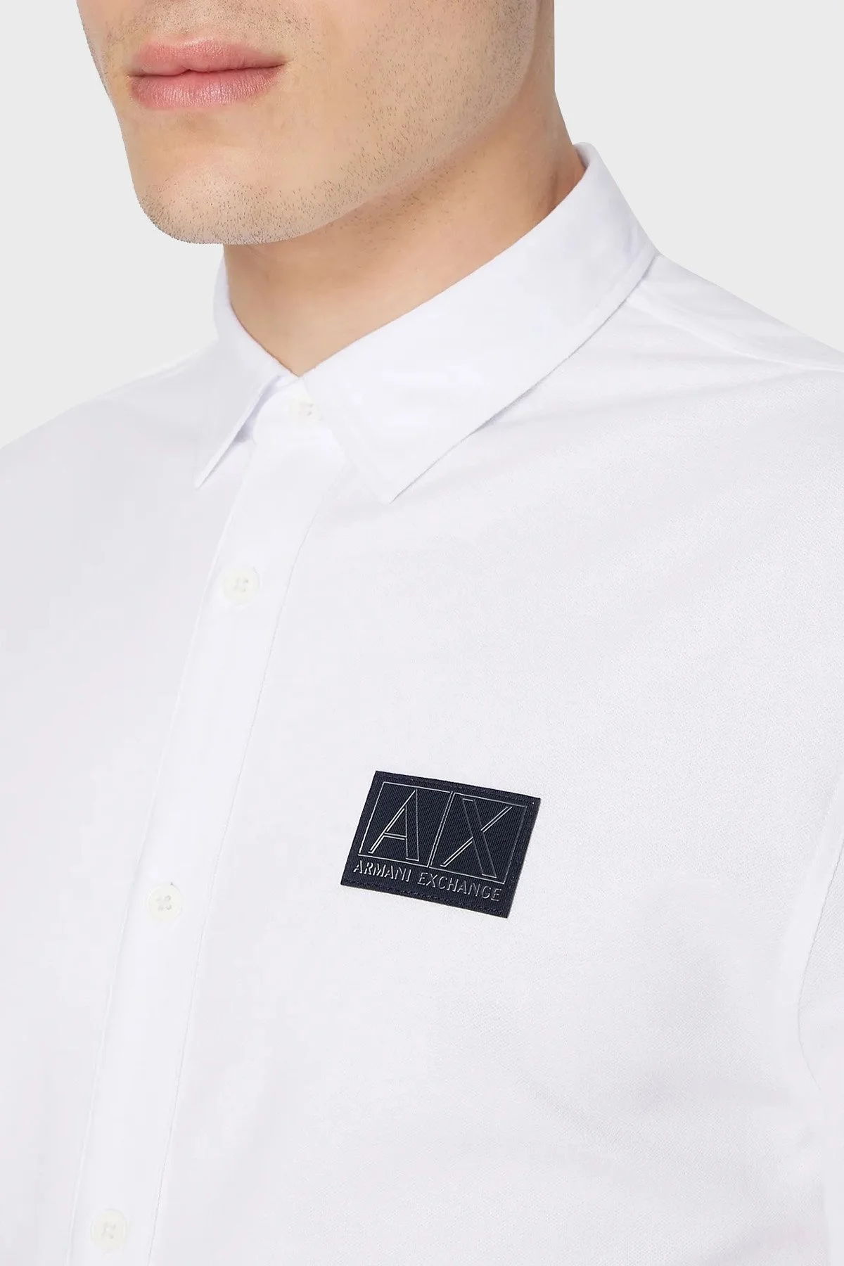 Armani Exchange Pamuklu Regular Fit Logo Detaylı Erkek Gömlek 6RZCHJ ZJYCZ 1100 BEYAZ - 3