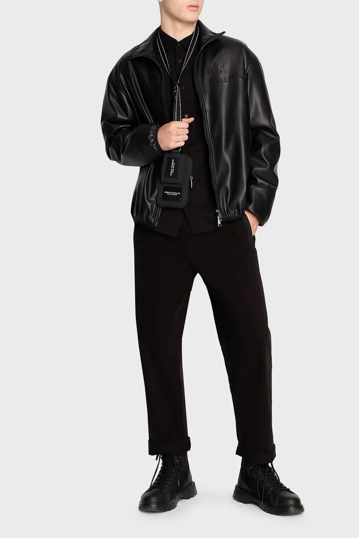 Armani Exchange Pamuklu Regular Fit Logo Detaylı Erkek Gömlek 6RZCHJ ZJYCZ 1200 SİYAH - 3