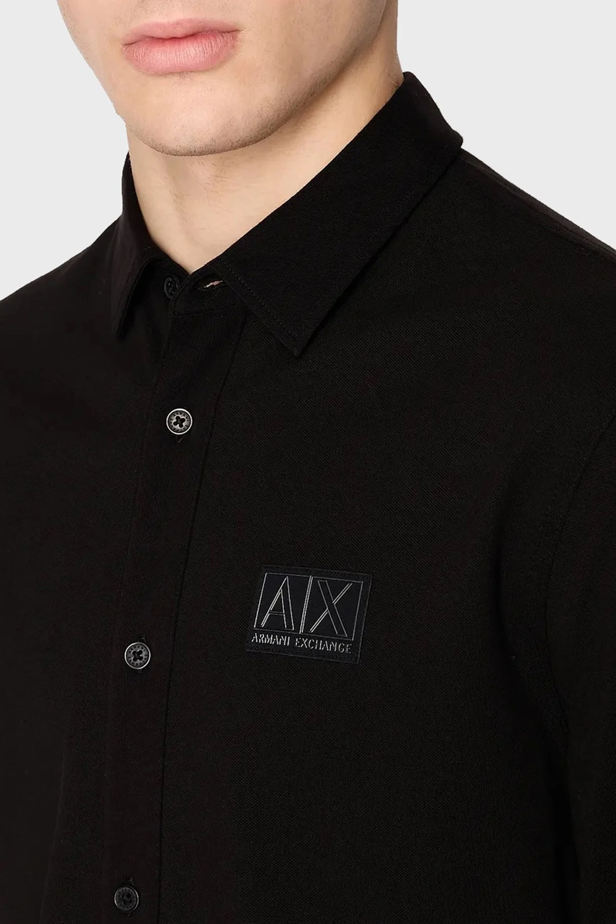 Armani Exchange Pamuklu Regular Fit Logo Detaylı Erkek Gömlek 6RZCHJ ZJYCZ 1200 SİYAH - 4