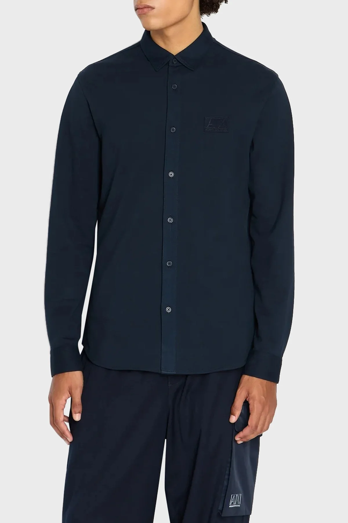Armani Exchange Pamuklu Regular Fit Logo Detaylı Erkek Gömlek 6RZCHJ ZJYCZ 1510 LACİVERT - 1