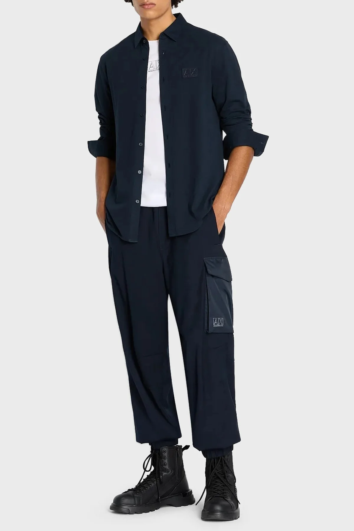 Armani Exchange Pamuklu Regular Fit Logo Detaylı Erkek Gömlek 6RZCHJ ZJYCZ 1510 LACİVERT - 3