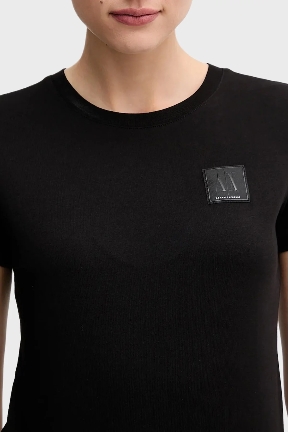 Armani Exchange Pamuklu Regular Fit Logolu Bisiklet Yaka Bayan T Shirt XW000831 AF10356 UC001 SİYAH - 3