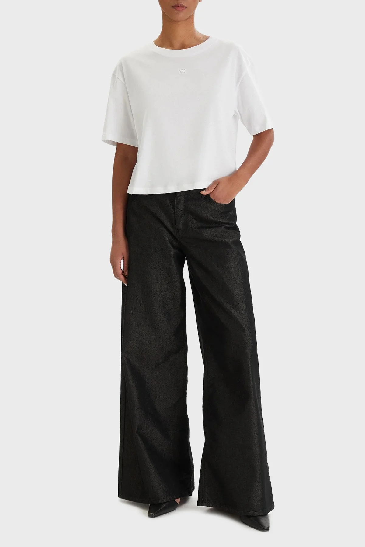 Armani Exchange Pamuklu Regular Fit Logolu Bisiklet Yaka Bayan T Shirt XW001836 AF10356 U0002 BEYAZ - 2