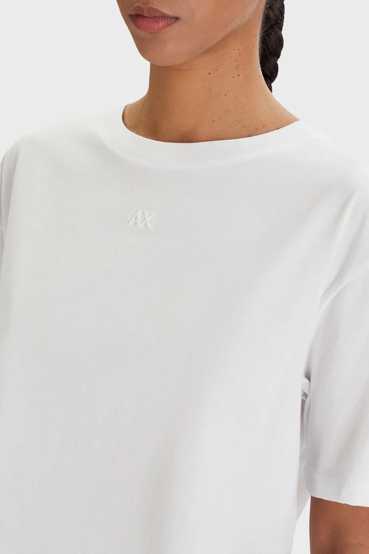 Armani Exchange Pamuklu Regular Fit Logolu Bisiklet Yaka Bayan T Shirt XW001836 AF10356 U0002 BEYAZ - 4