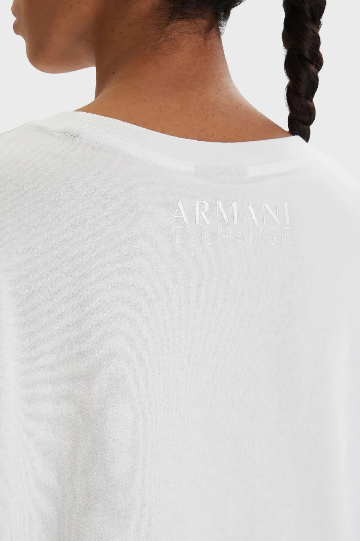 Armani Exchange Pamuklu Regular Fit Logolu Bisiklet Yaka Bayan T Shirt XW001836 AF10356 U0002 BEYAZ - 5