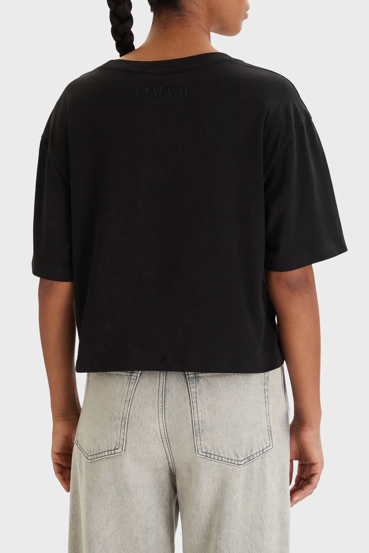 Armani Exchange Pamuklu Regular Fit Logolu Bisiklet Yaka Bayan T Shirt XW001836 AF10356 UC001 SİYAH - 3