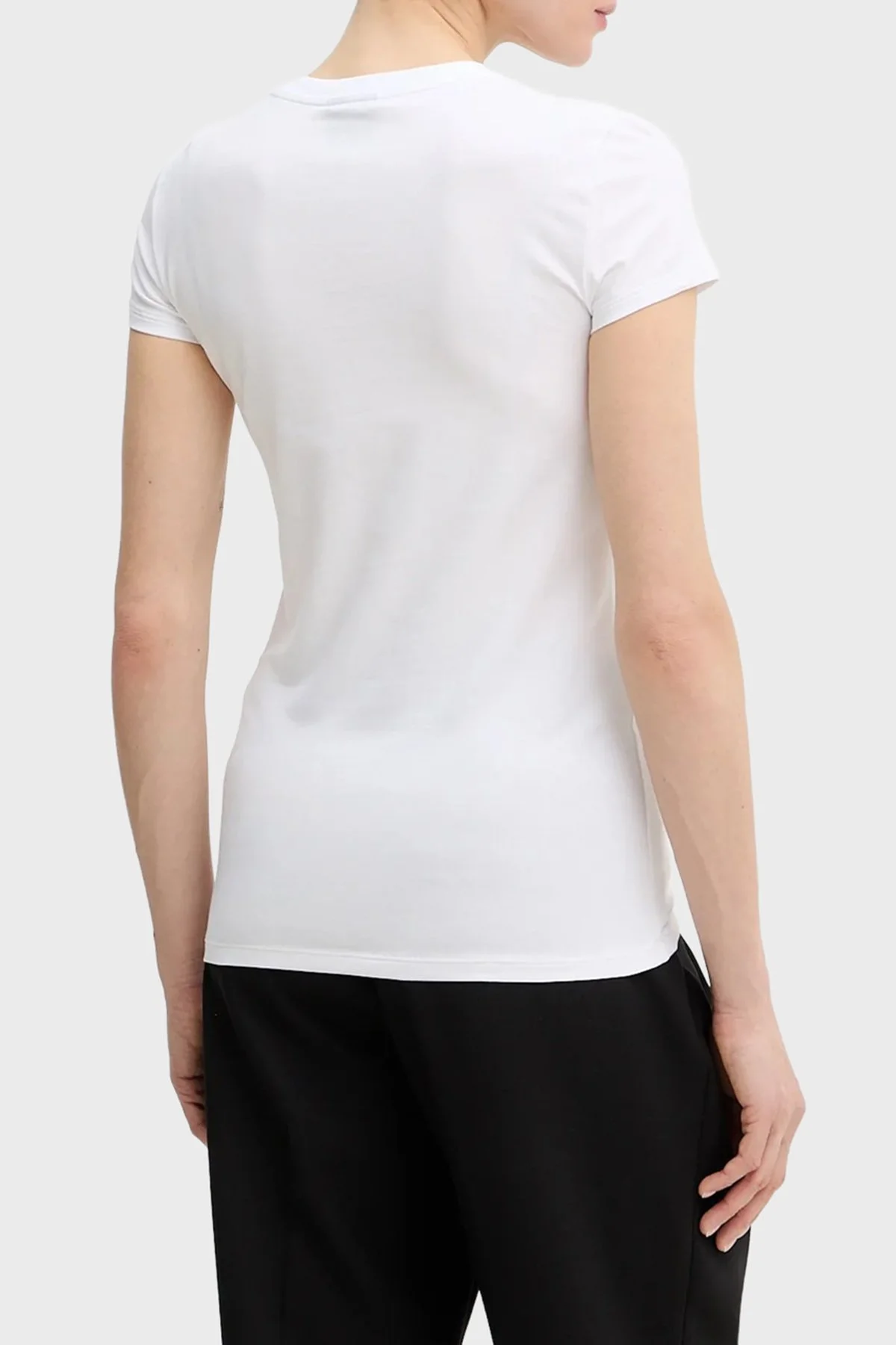 Armani Exchange Pamuklu Regular Fit Logolu Bisiklet Yaka Bayan T Shirt XW001837 AF16294 U0002 BEYAZ - 3