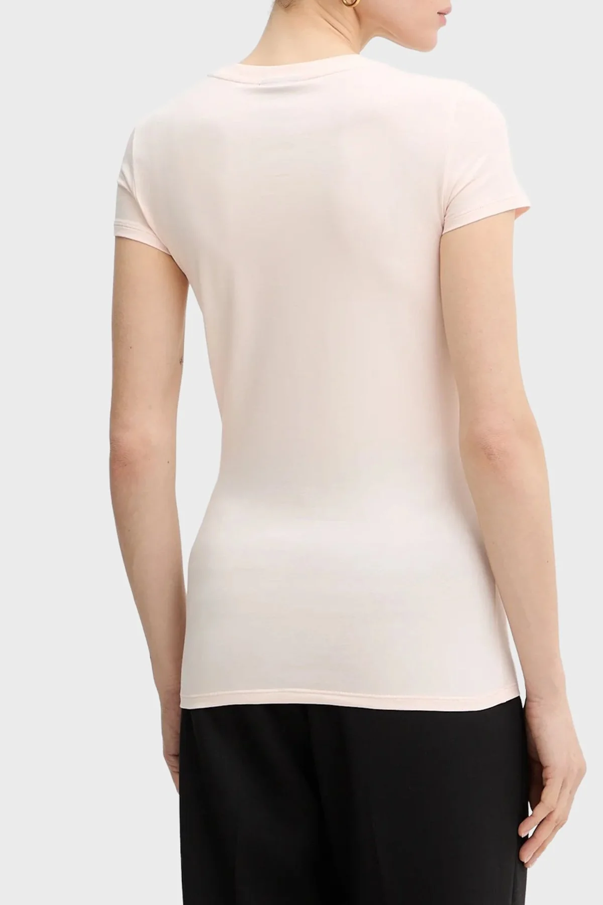 Armani Exchange Pamuklu Regular Fit Logolu Bisiklet Yaka Bayan T Shirt XW001837 AF16294 U4104 PUDRA - 2