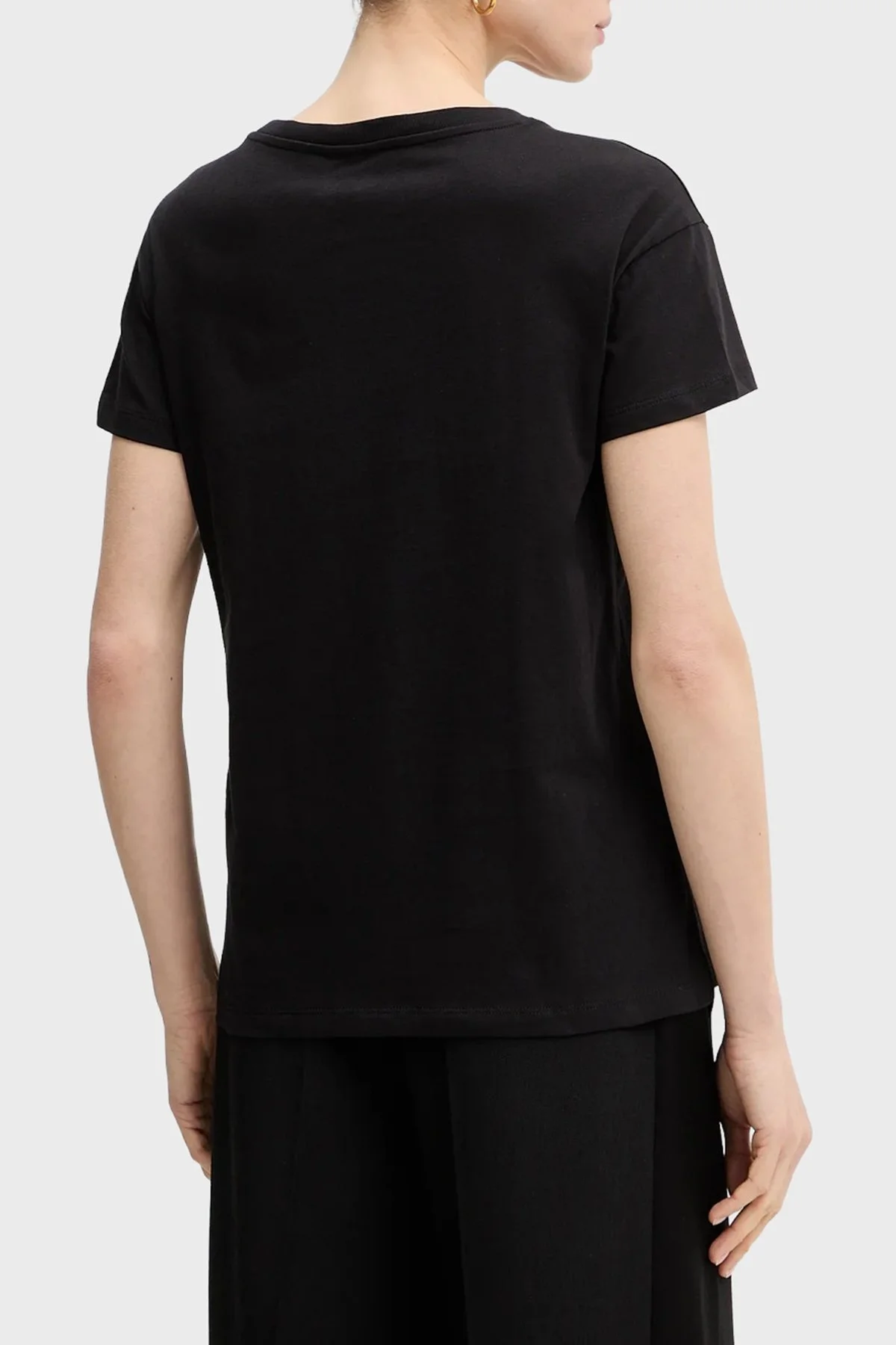 Armani Exchange Pamuklu Regular Fit Logolu Bisiklet Yaka Bayan T Shirt XW001850 AF10356 UC001 SİYAH - 3