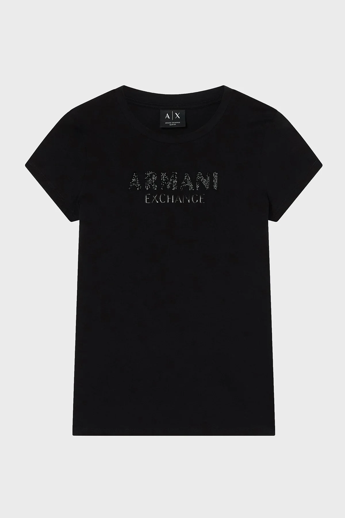 Armani Exchange Pamuklu Regular Fit Logolu Bisiklet Yaka Bayan T Shirt XW002106 AF10356 UC001 SİYAH - 5