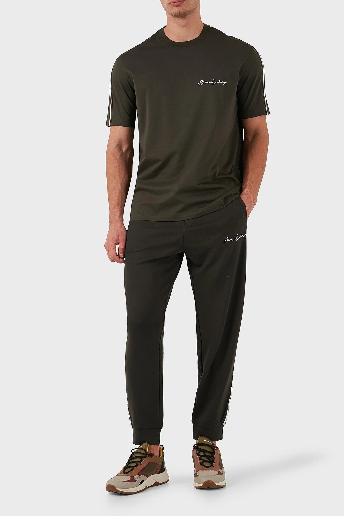 Armani Exchange Pamuklu Regular Fit Logolu Bisiklet Yaka Erkek T Shirt 8NZTSG ZJ9AZ 1832 HAKİ - 3