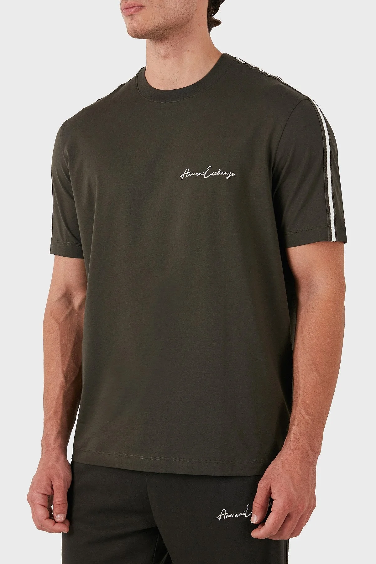 Armani Exchange Pamuklu Regular Fit Logolu Bisiklet Yaka Erkek T Shirt 8NZTSG ZJ9AZ 1832 HAKİ - 4