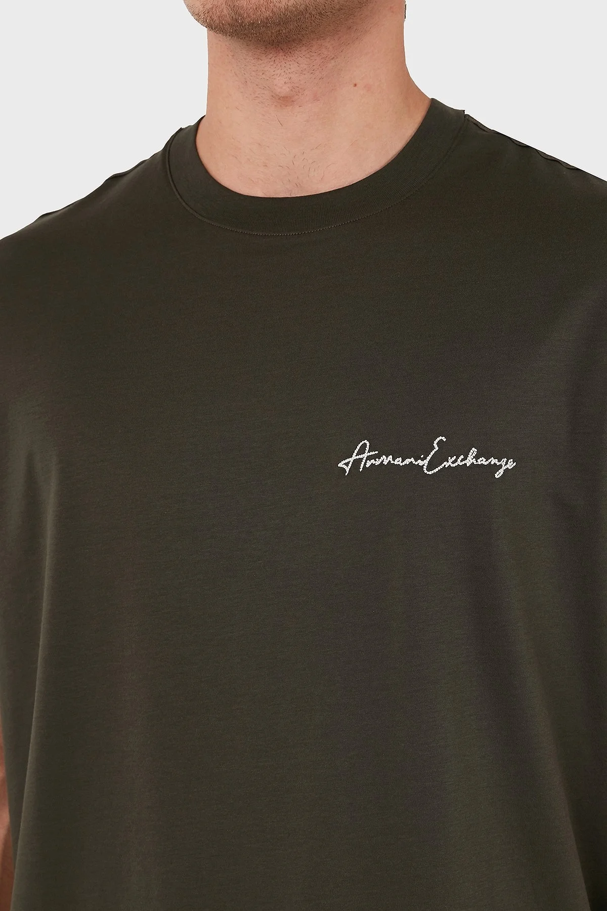 Armani Exchange Pamuklu Regular Fit Logolu Bisiklet Yaka Erkek T Shirt 8NZTSG ZJ9AZ 1832 HAKİ - 5