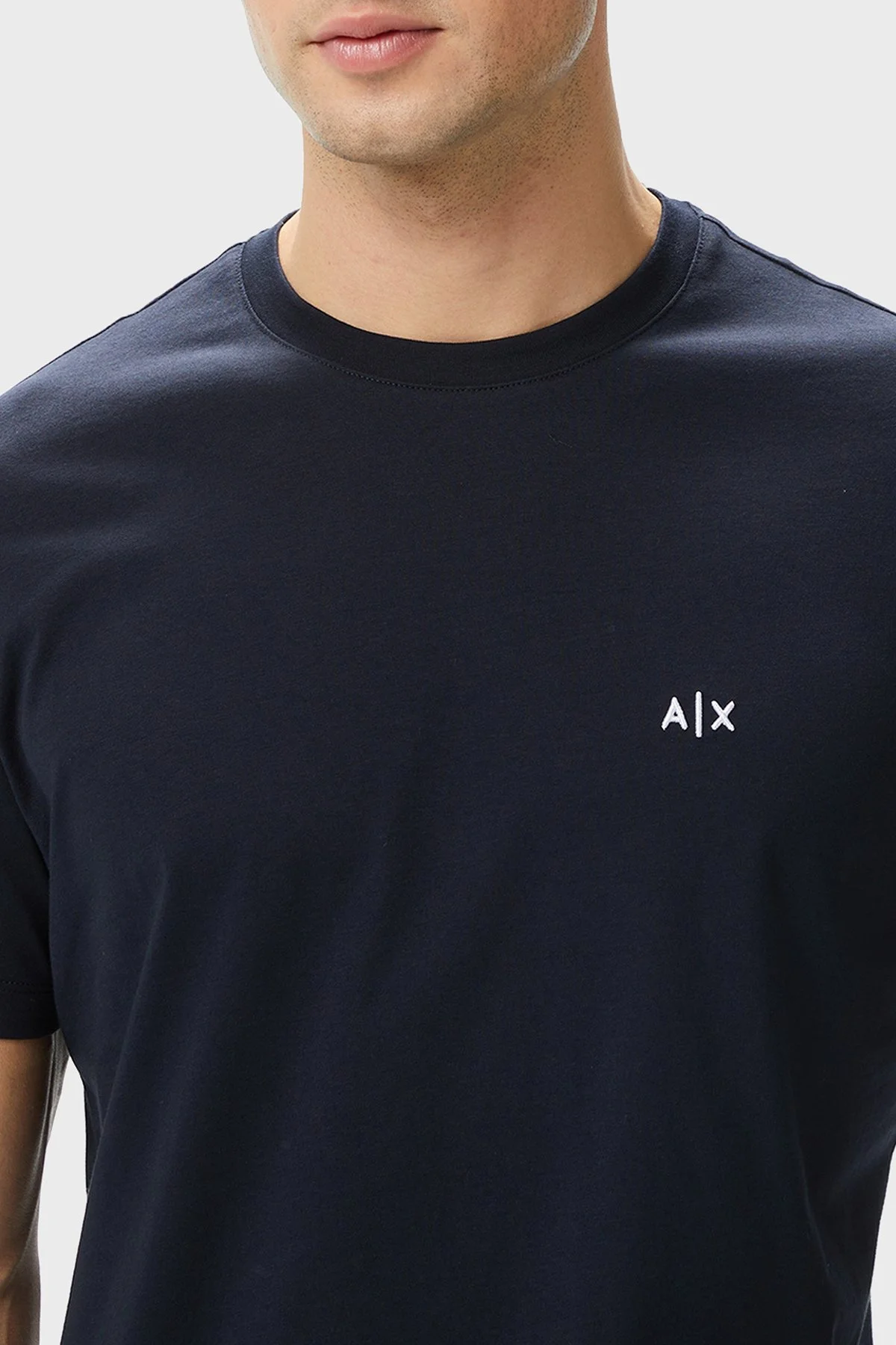 Armani Exchange Pamuklu Regular Fit Logolu Bisiklet Yaka Erkek T Shirt XM001568 AF10358 UB101 LACİVERT - 4