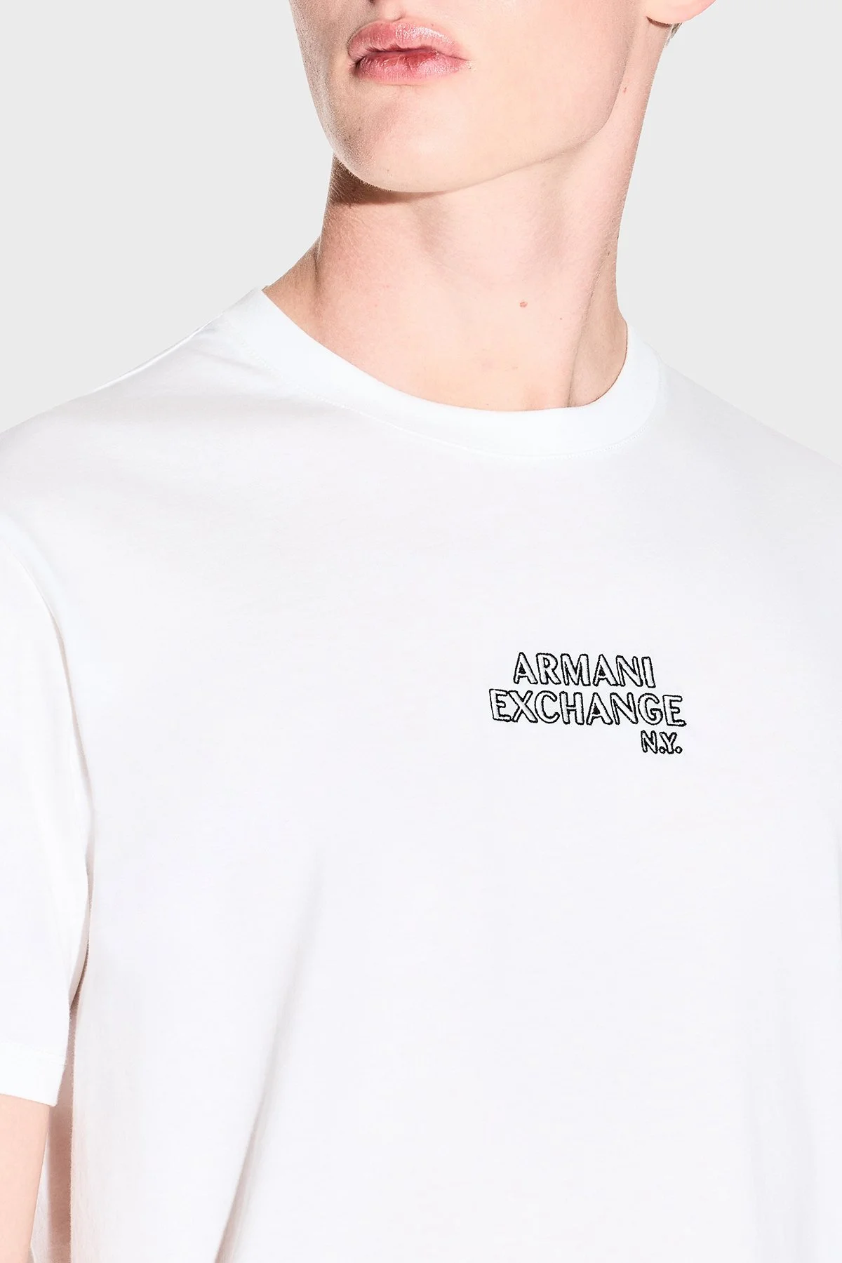 Armani Exchange Pamuklu Regular Fit Logolu Bisiklet Yaka Erkek T Shirt XM001784 AF10356 U0009 BEYAZ - 4