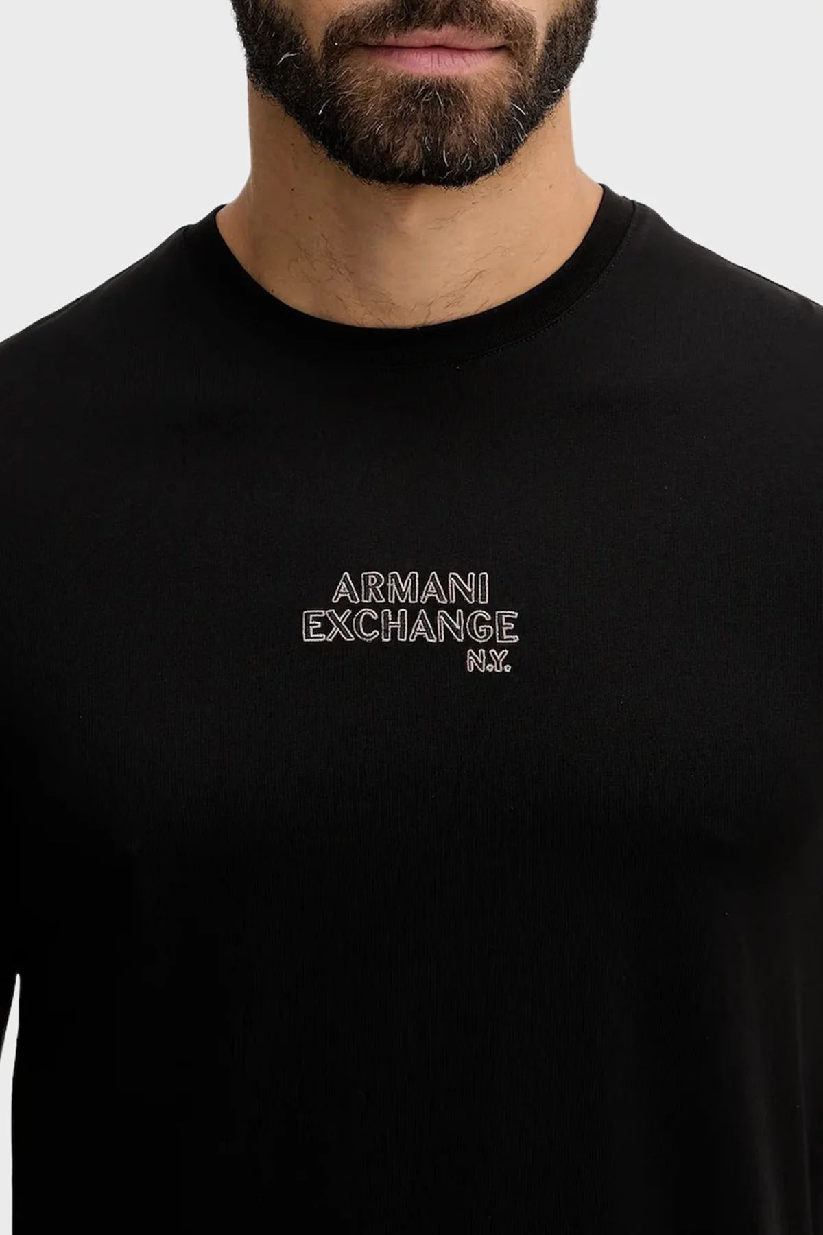 Armani Exchange Pamuklu Regular Fit Logolu Bisiklet Yaka Erkek T Shirt XM001784 AF10356 UC001 SİYAH - 4