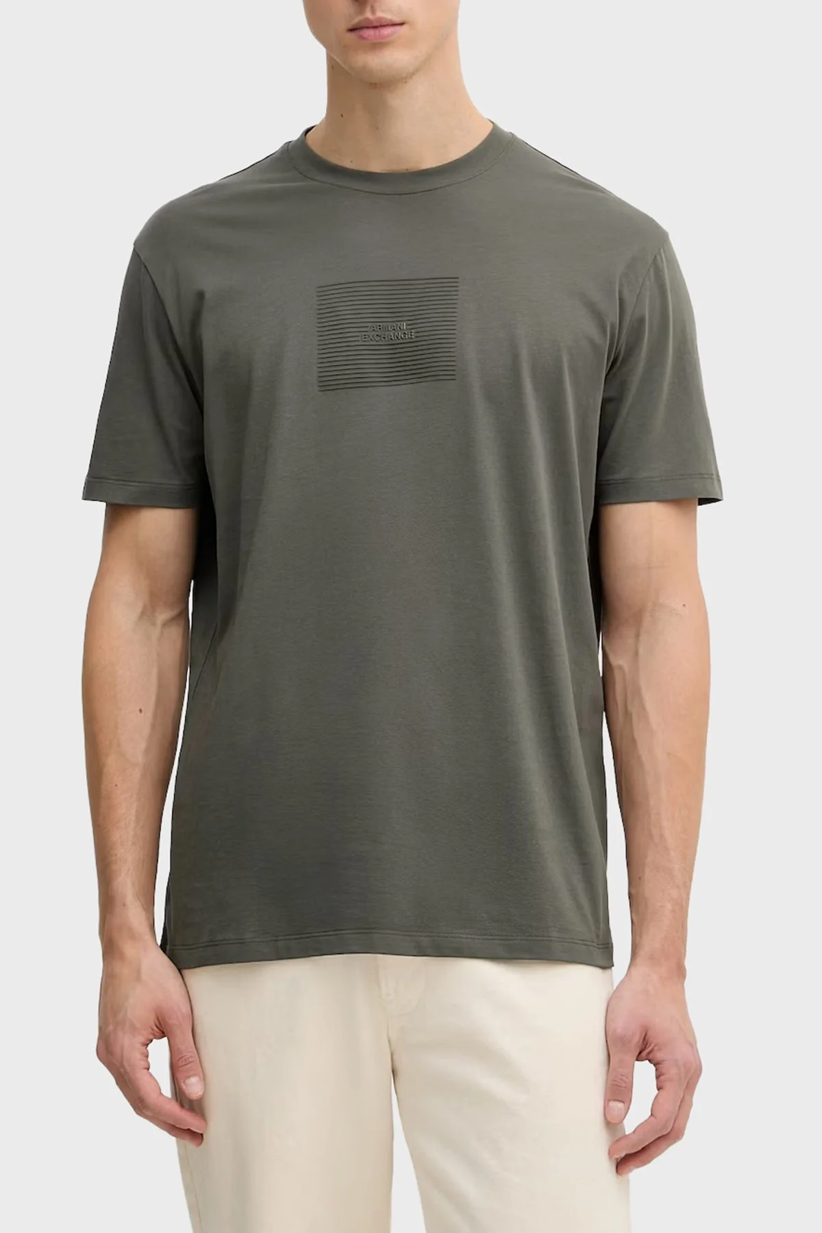 Armani Exchange Pamuklu Regular Fit Logolu Bisiklet Yaka Erkek T Shirt XM002456 AF10356 U8144 HAKİ - 1