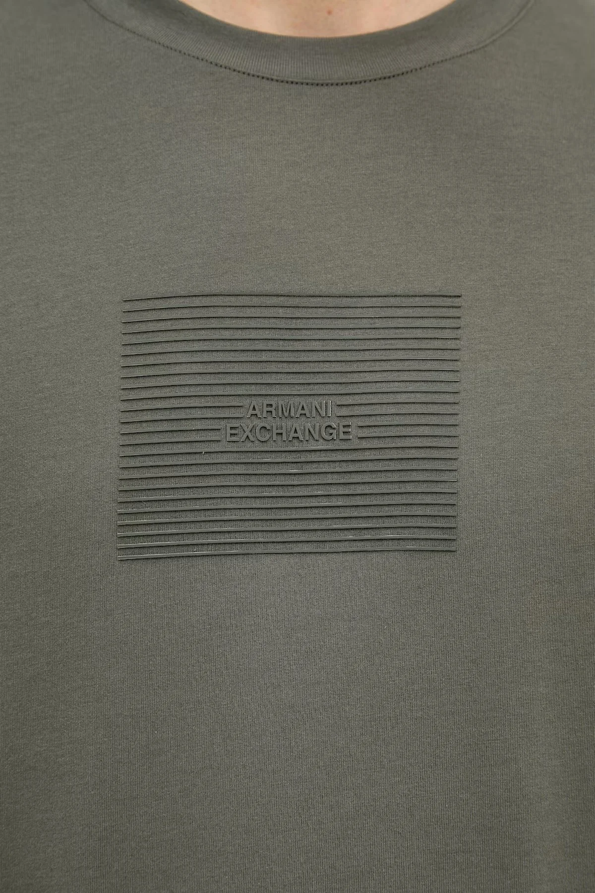 Armani Exchange Pamuklu Regular Fit Logolu Bisiklet Yaka Erkek T Shirt XM002456 AF10356 U8144 HAKİ - 5