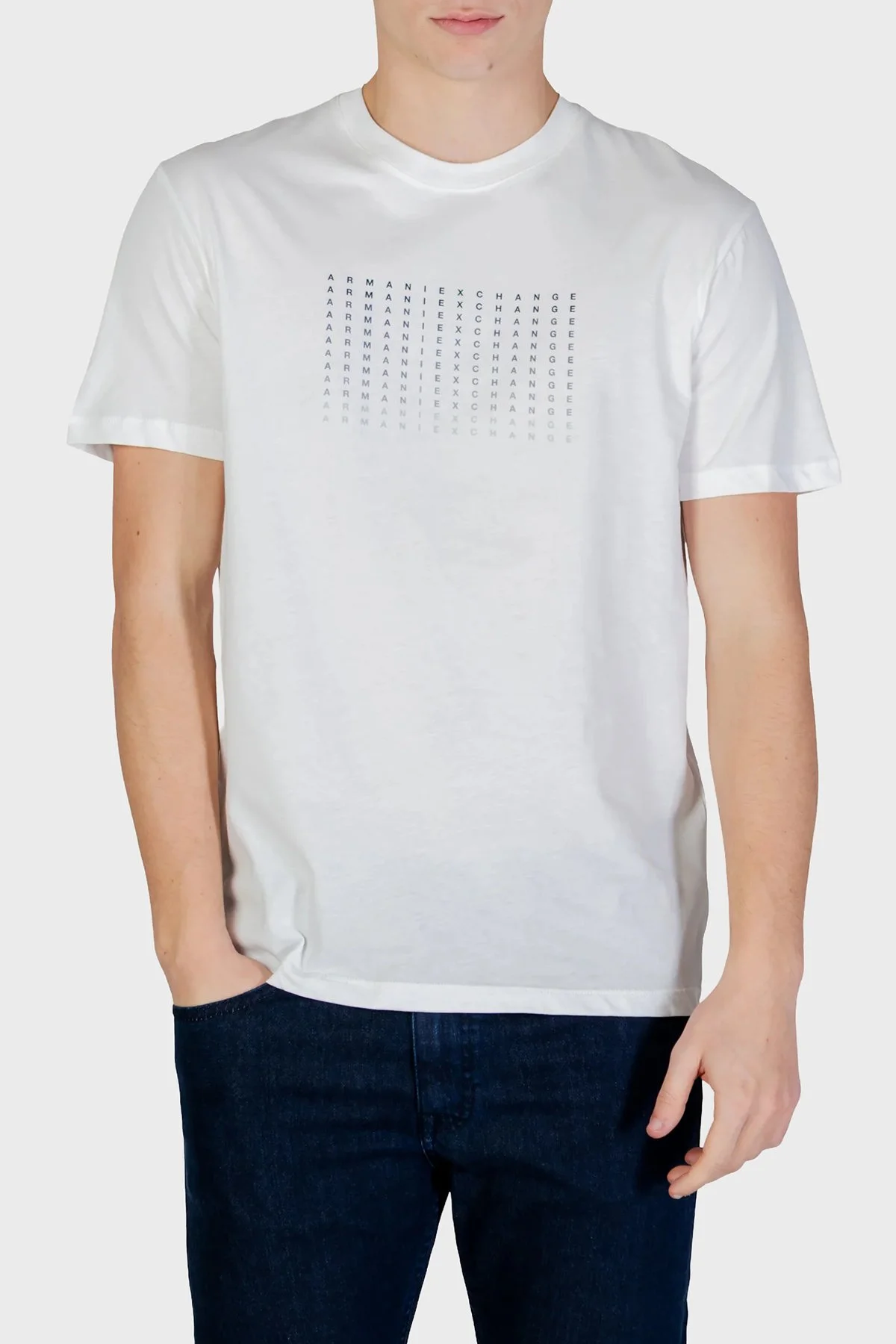 Armani Exchange Pamuklu Regular Fit Logolu Bisiklet Yaka Erkek T Shirt XM002519 AF10334 U0009 BEYAZ - 1