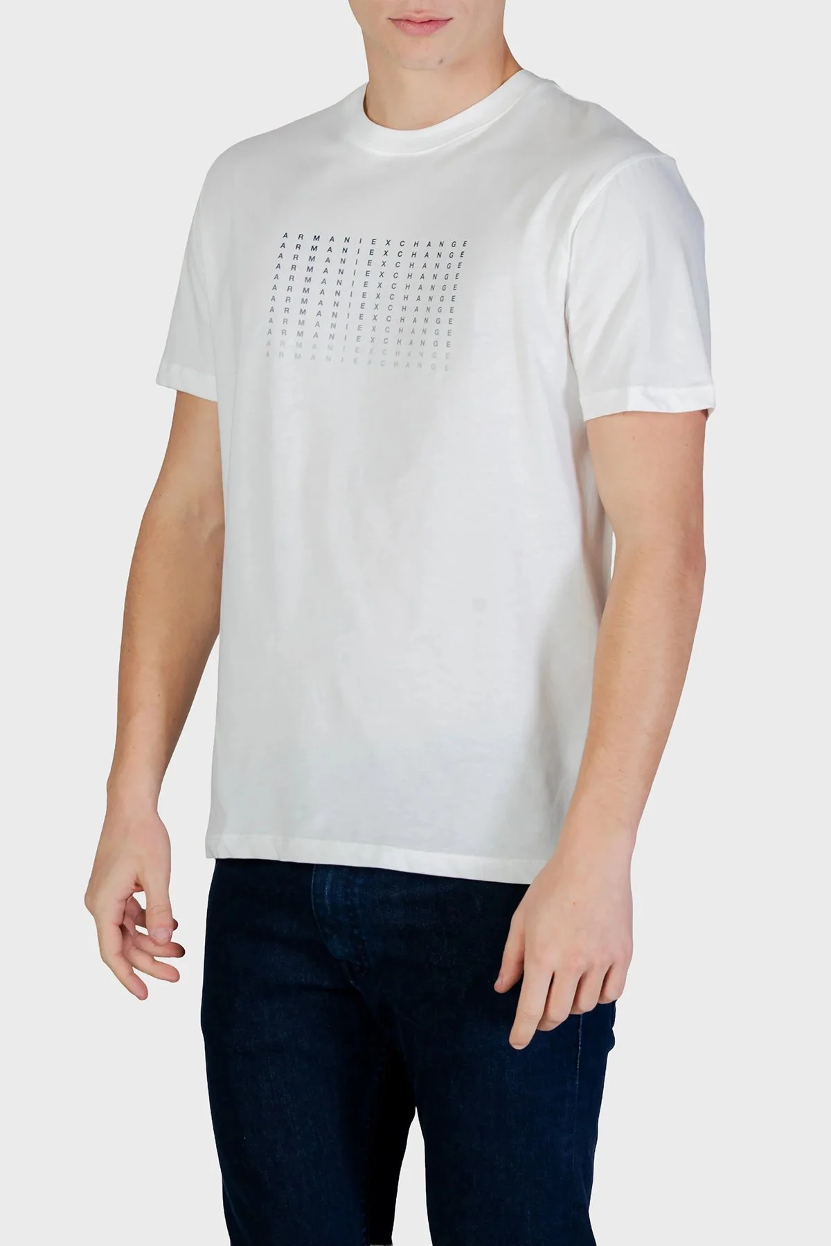 Armani Exchange Pamuklu Regular Fit Logolu Bisiklet Yaka Erkek T Shirt XM002519 AF10334 U0009 BEYAZ - 3