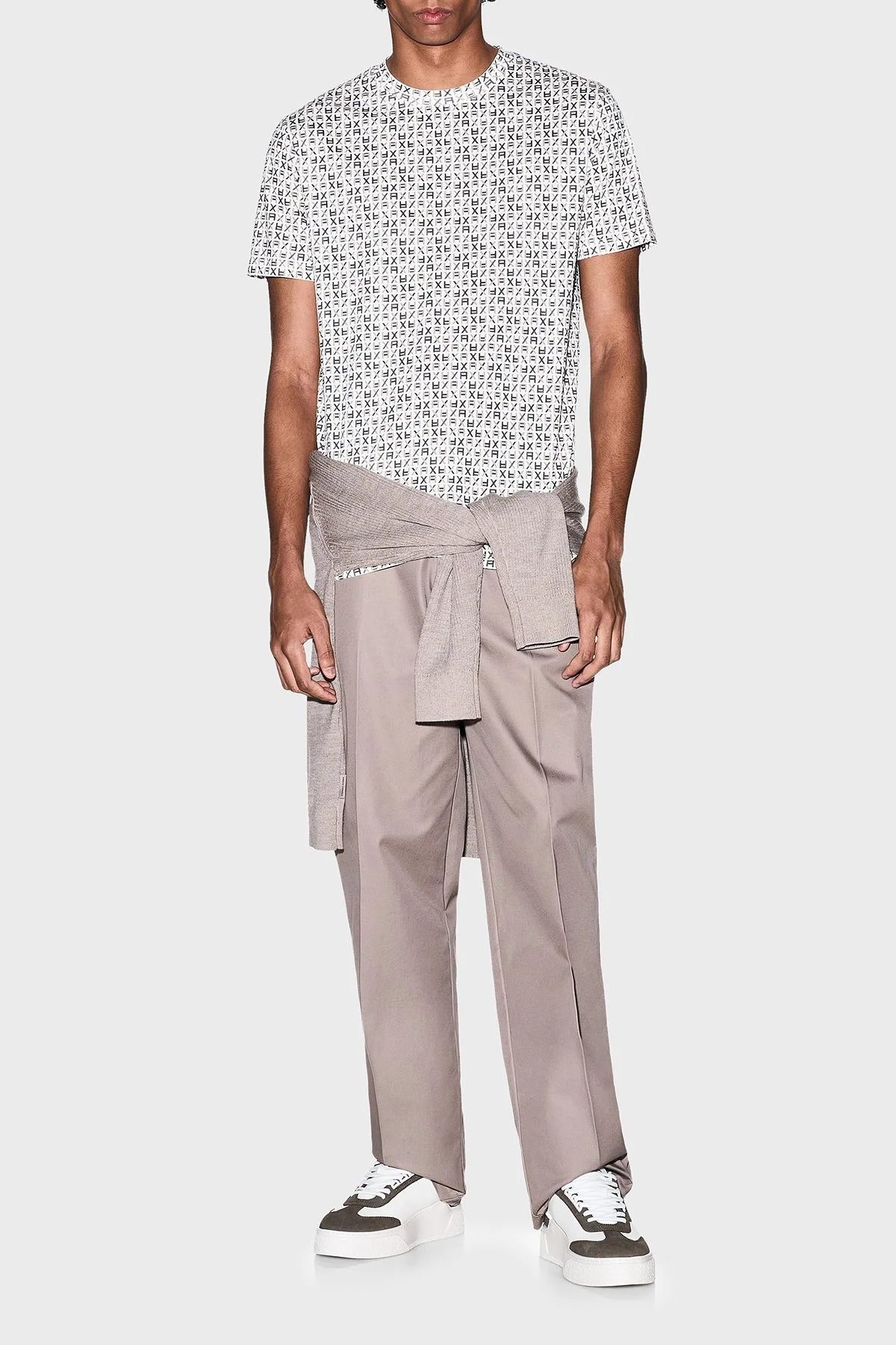 Armani Exchange Pamuklu Regular Fit Logolu Bisiklet Yaka Erkek T Shirt XM002778 AF10356 F1166 EKRU - 2