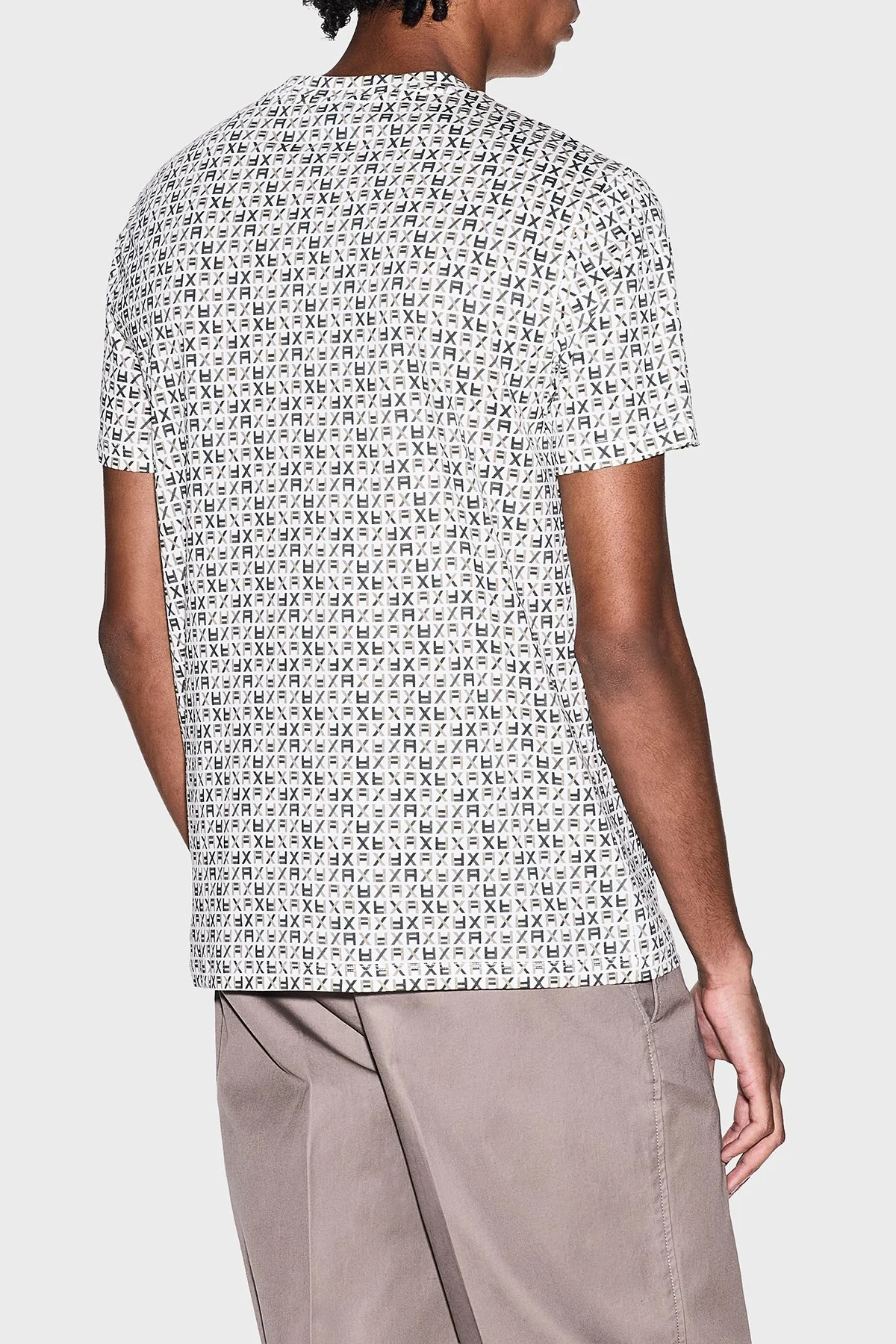 Armani Exchange Pamuklu Regular Fit Logolu Bisiklet Yaka Erkek T Shirt XM002778 AF10356 F1166 EKRU - 3