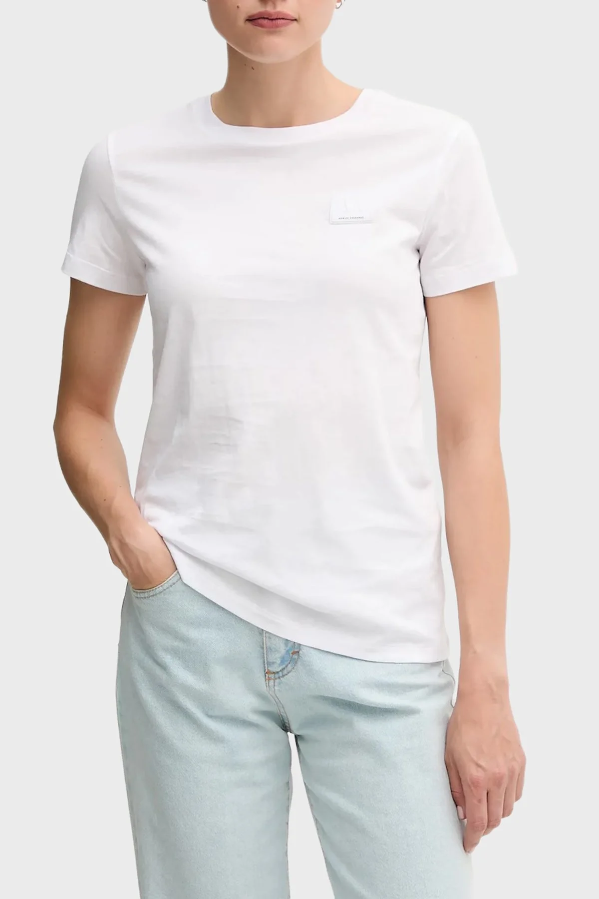 Armani Exchange Pamuklu Regular Fit Logolu Bisiklte Yaka Bayan T Shirt XW000831 AF10356 U0002 BEYAZ - 1