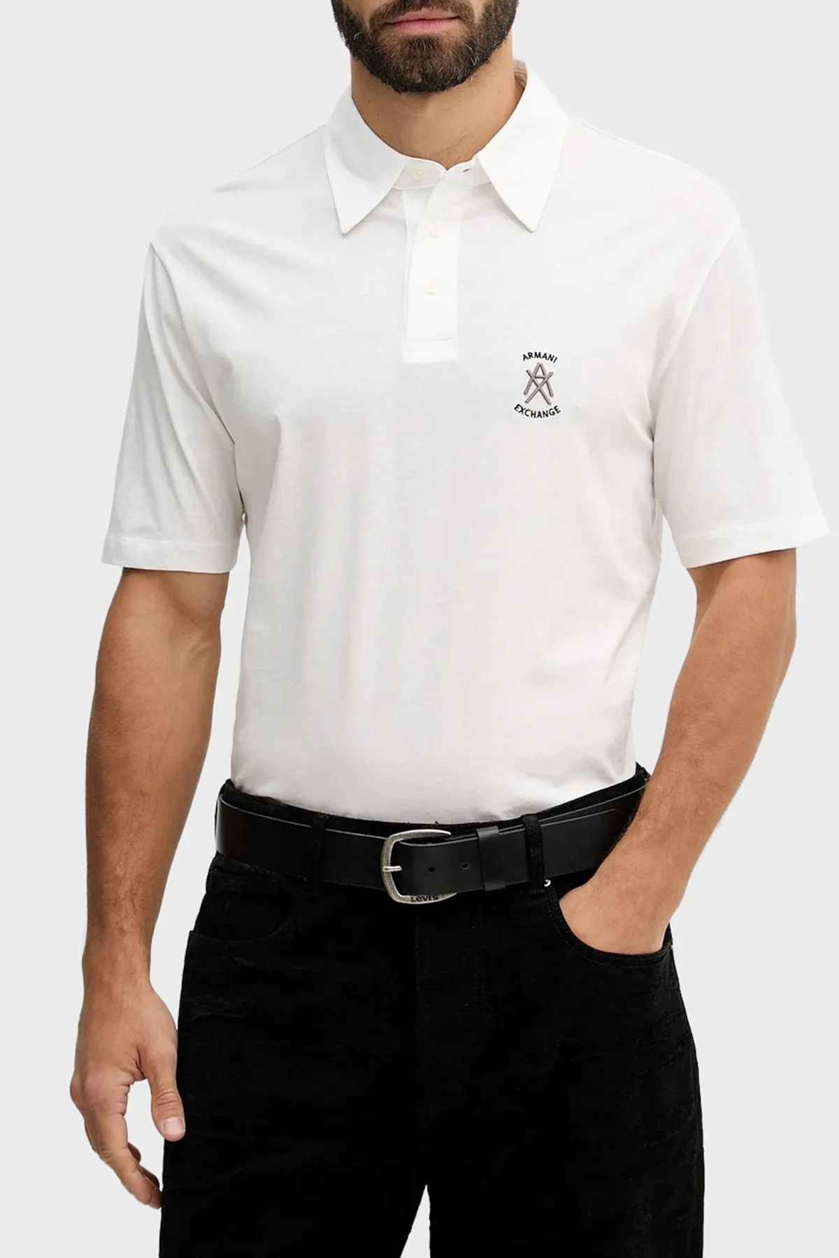 Armani Exchange Pamuklu Regular Fit Logolu Düğmeli Erkek Polo XM002209 AF10364 U0009 BEYAZ - 1