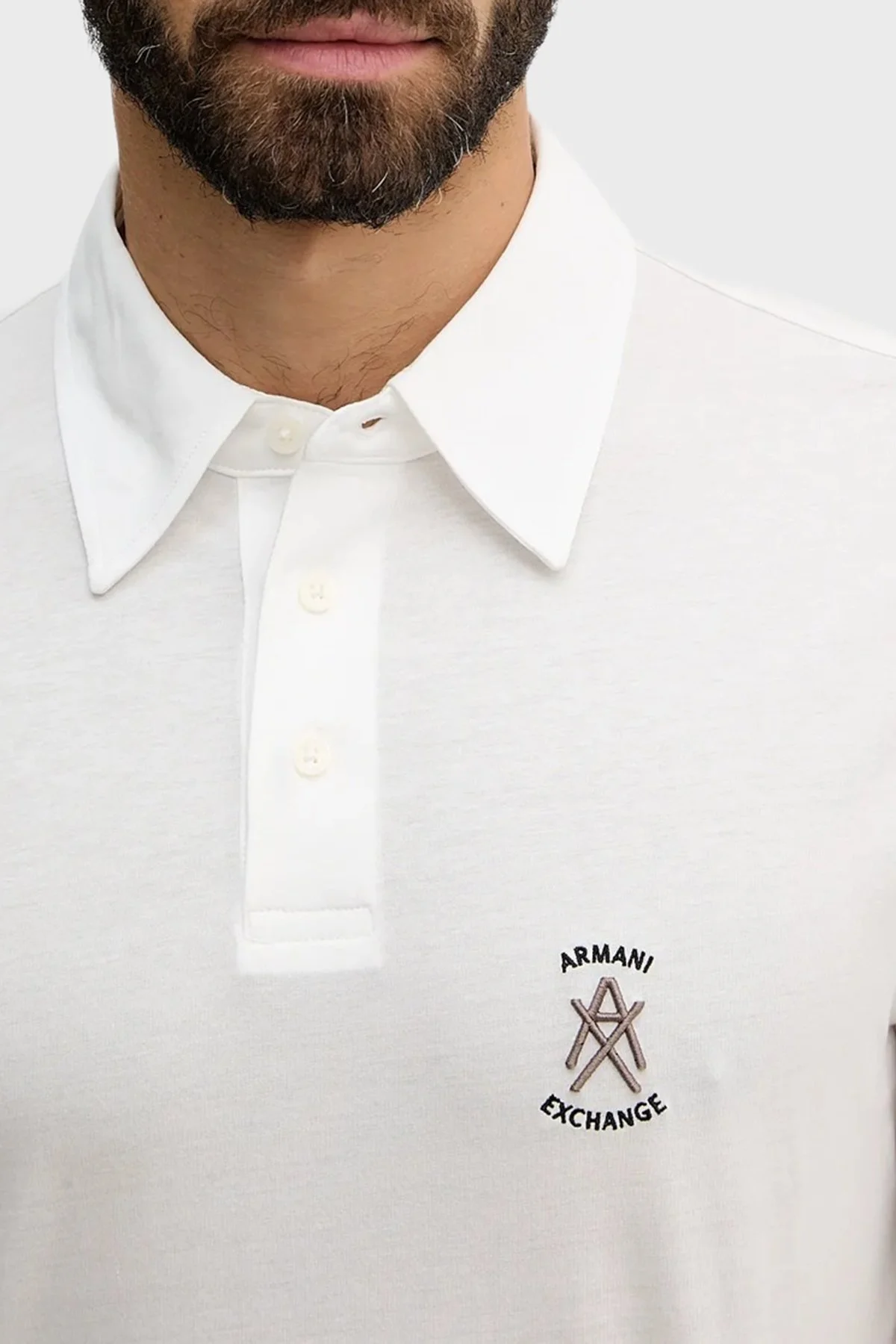 Armani Exchange Pamuklu Regular Fit Logolu Düğmeli Erkek Polo XM002209 AF10364 U0009 BEYAZ - 4