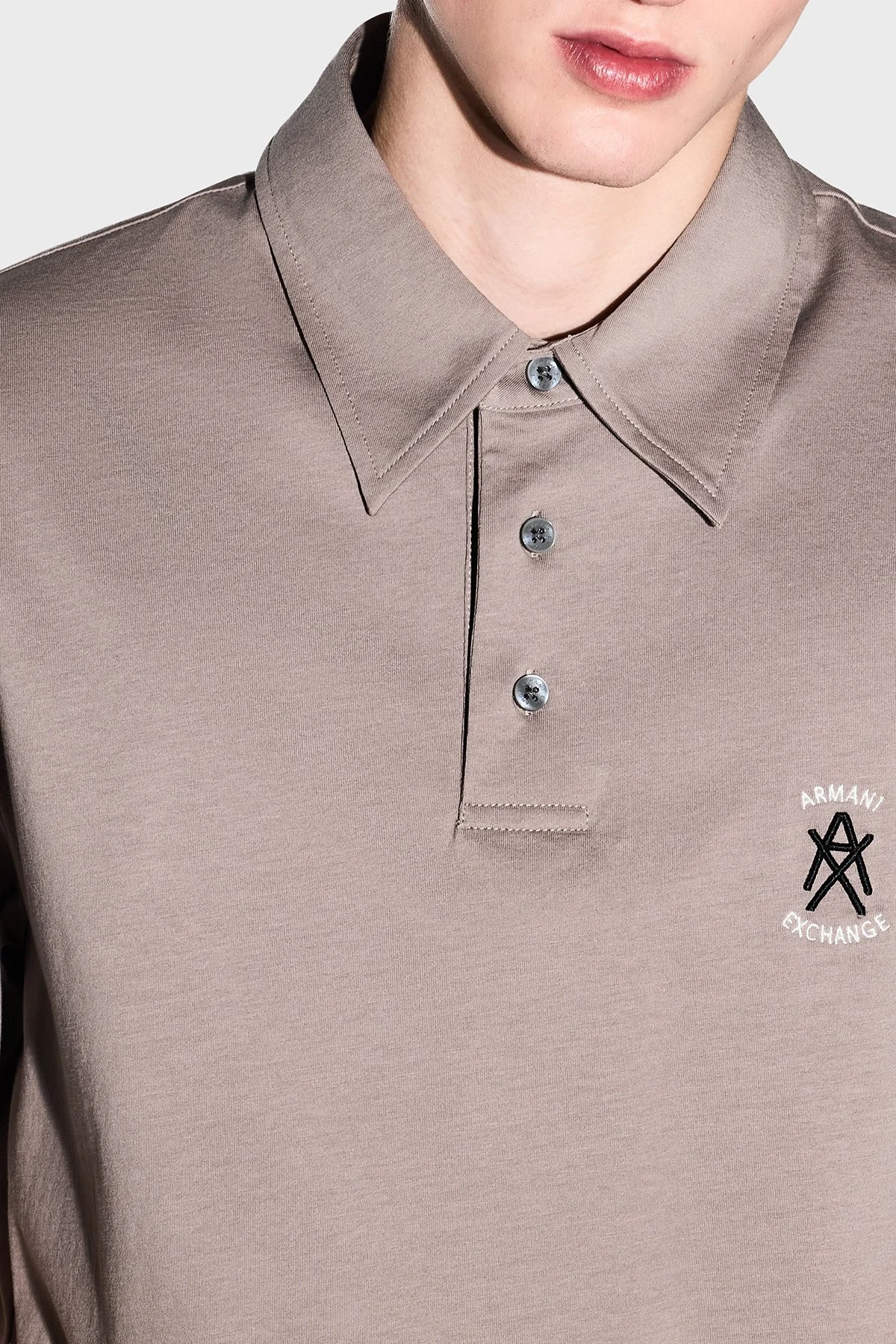 Armani Exchange Pamuklu Regular Fit Logolu Düğmeli Erkek Polo XM002209 AF10364 U6107 GRİ - 5