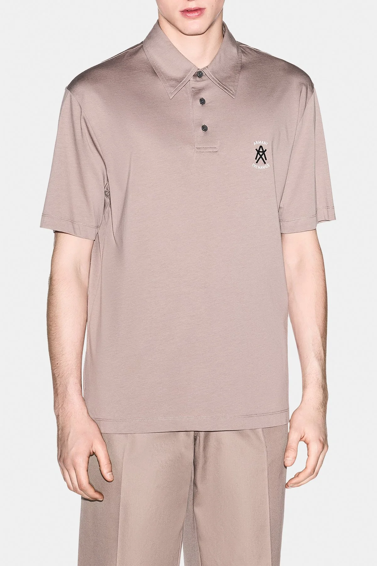 Armani Exchange Pamuklu Regular Fit Logolu Düğmeli Erkek Polo XM002209 AF10364 U6107 GRİ - 1